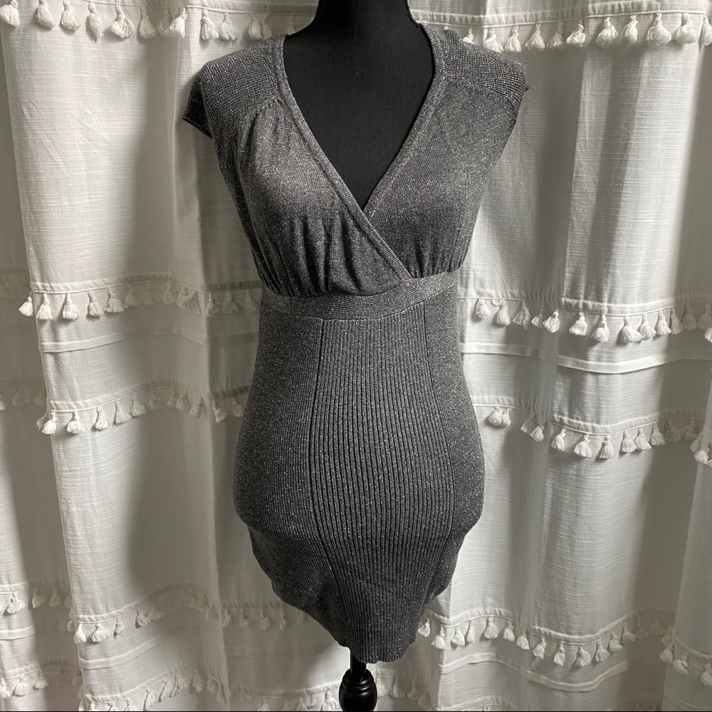 Mango metallic knit dress